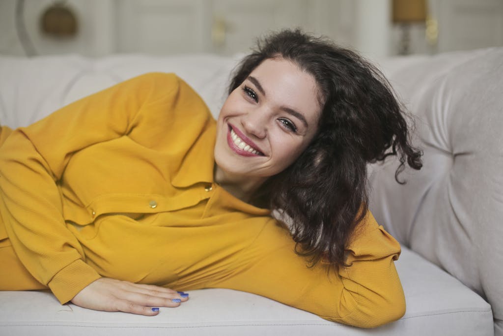 Woman In Yellow Button-up Top